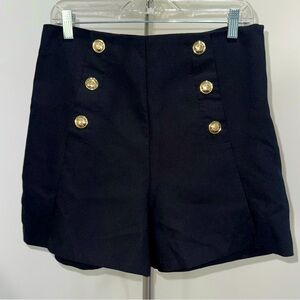 Zara Black High Waist Shorts with Gold Accents